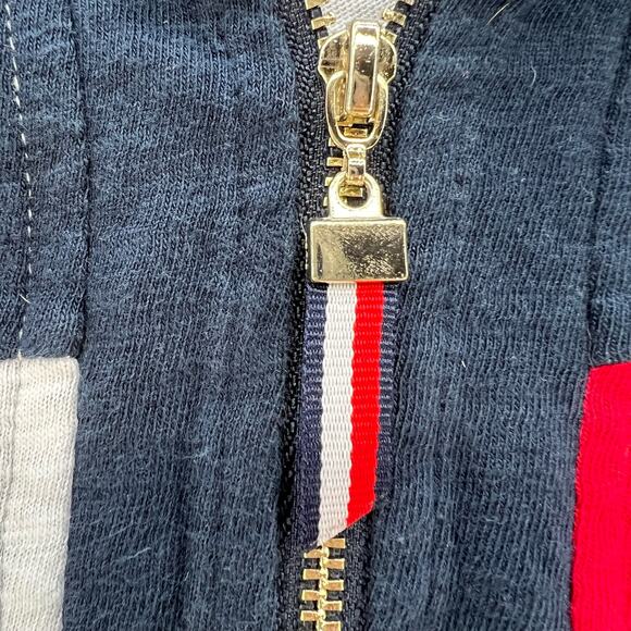 Tommy Hilfiger Women's Half Zip Long Sleeve Hoodie White Blue Stripes Preppy Y2K - Picture 5 of 10